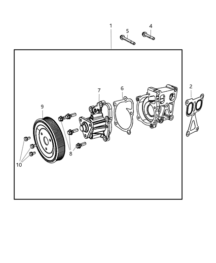 2007 Chrysler Sebring Water Pump & Related Parts Diagram 1
