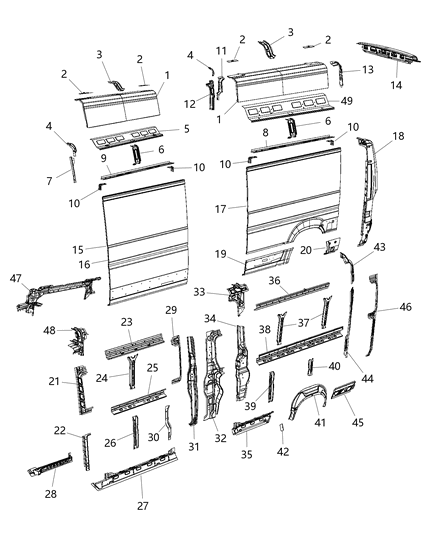 2021 Ram ProMaster 3500 REINFMNT-C-Pillar Diagram for 68167617AA