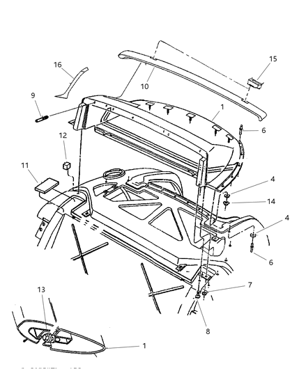 1997 Dodge Viper Sport Cap - Roof Diagram