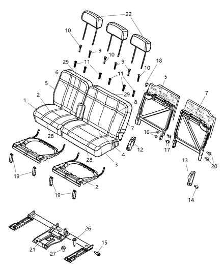 2007 Chrysler Aspen Third Row, 60/40 Seat Diagram