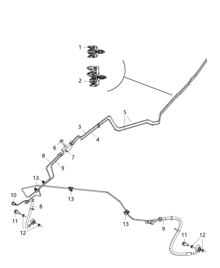 2015 Ram 1500 Brake Tubes & Hoses, Rear And Chassis Diagram