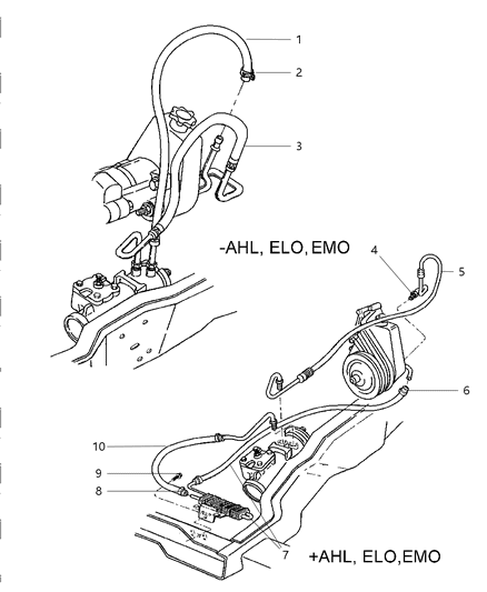 2001 Dodge Ram 2500 Quad & Club Cab Power Steering Hoses Diagram 1