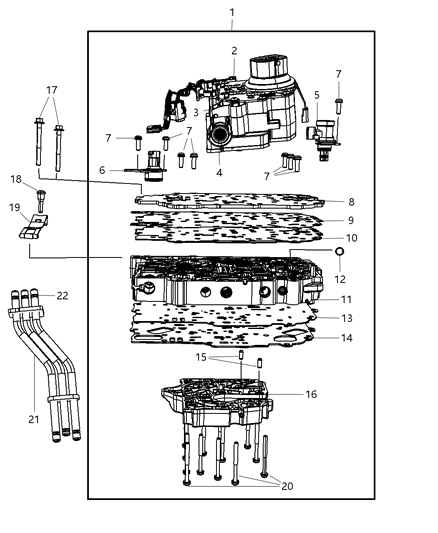 2016 Chrysler Town & Country Valve Body & Related Parts Diagram