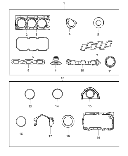 2008 Dodge Charger Engine Gasket Packages Diagram 2