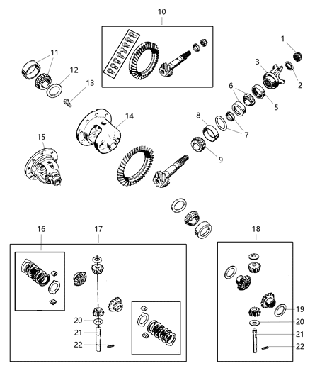 2000 Jeep Wrangler Bearing-Differential Diagram for 344AA