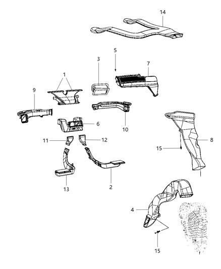 2011 Dodge Journey Duct-Center Distribution Diagram for 5108161AC