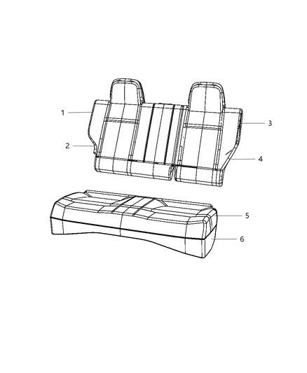 2009 Jeep Patriot Rear Seats - 60/40 Diagram 1