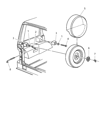 1997 Jeep Grand Cherokee Spare Wheel, Inside Mounting Diagram