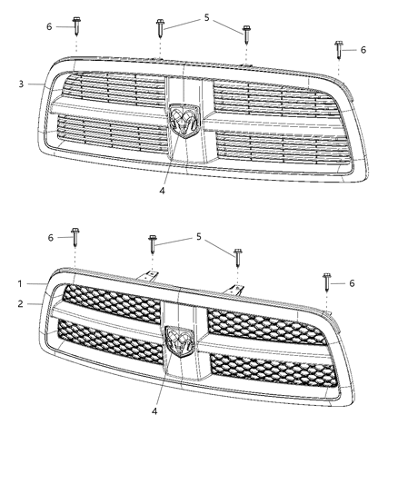 2010 Dodge Ram 1500 Grille-Radiator Diagram for 55277441AB