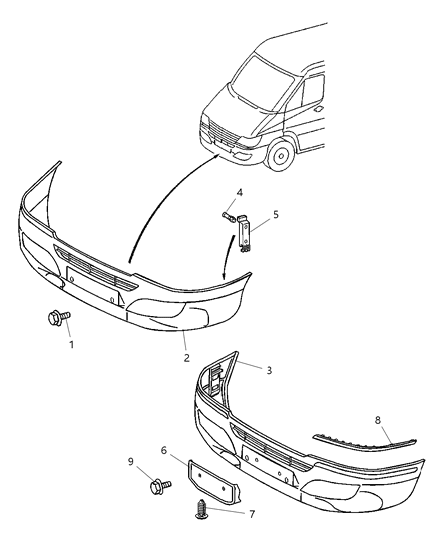 2003 Dodge Sprinter 2500 Bumper, Front Diagram