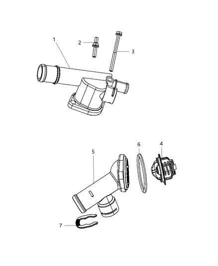 2009 Dodge Journey Thermostat & Related Parts Diagram 1