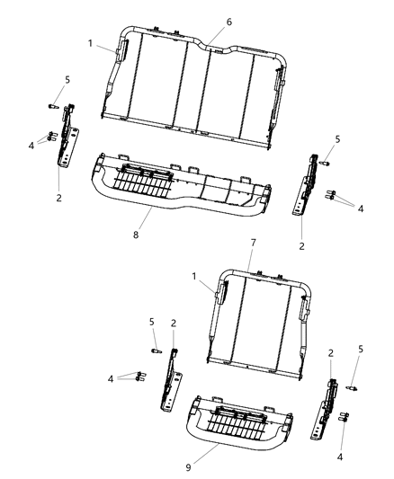 2014 Ram 1500 Quad Cab, Rear Seat Hardware Diagram