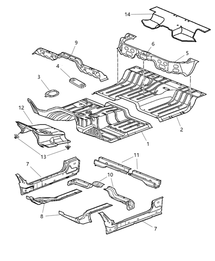 2005 Dodge Ram 1500 SILENCER-Floor Pan Front Tunnel Diagram for 5029630AA