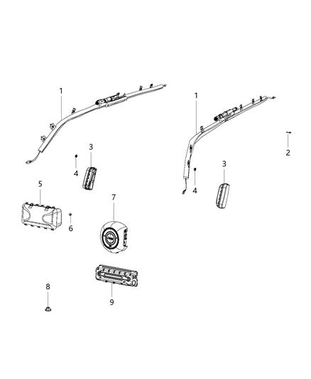 2018 Jeep Compass Side Curtain Air Bag Diagram for 68243435AA