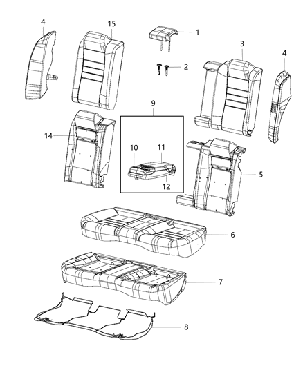 2019 Chrysler 300 Rear Seat - Split Diagram 9