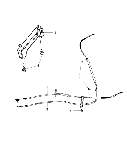 2010 Dodge Grand Caravan Park Brake Cables, Rear Diagram