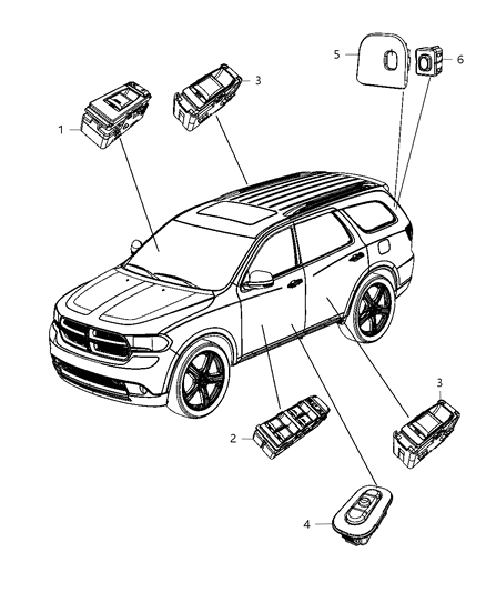 2013 Dodge Durango Bezel-LIFTGATE Switch Diagram for 1TK09BD3AA