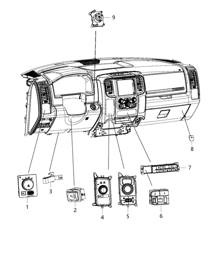 2015 Ram 1500 Switches - Instrument Panel Diagram