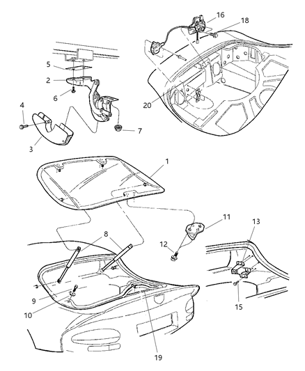 1998 Dodge Viper Cover-Hinge Diagram for QM21SX9