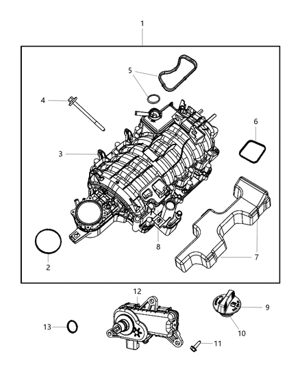 2013 Ram 2500 Intake Manifold & Air Intake Starting Aid Diagram 1