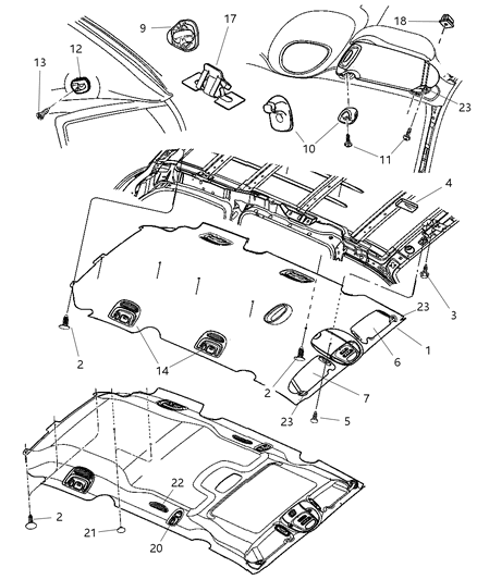 2003 Chrysler Town & Country Headliner & Visor Diagram