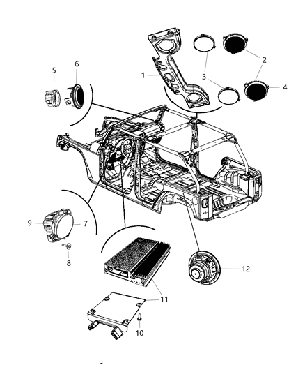 2014 Jeep Wrangler Grille-Speaker Diagram for 1GE94DX9AA
