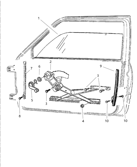 1999 Dodge Ram 3500 Door, Front Glass & Regulators Diagram