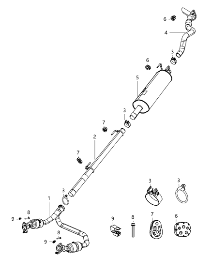 2009 Dodge Ram 1500 Exhaust Muffler Diagram for 55398265AF