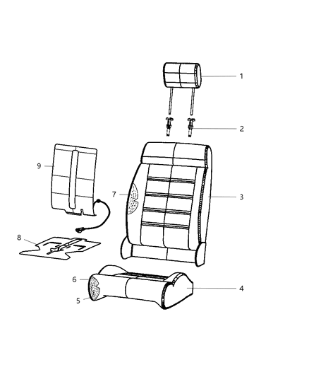 2015 Jeep Wrangler Front Seat - Bucket Diagram 5