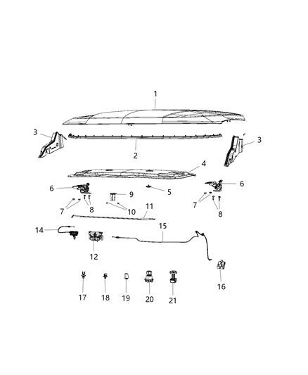 2018 Jeep Compass Clip-Hood Prop Rod Diagram for 68250997AB