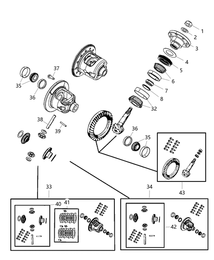 2017 Jeep Wrangler Differential Assembly, Rear Diagram 1