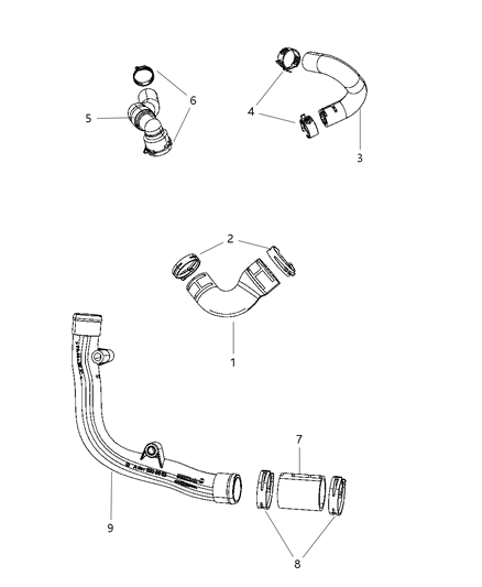 2012 Jeep Compass Coolant Tubes & Hose Diagram