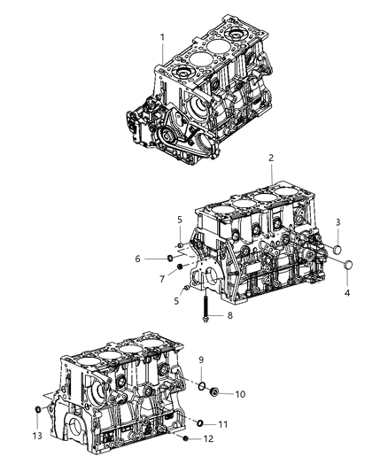 2007 Dodge Nitro Cylinder Block & Hardware Diagram 1