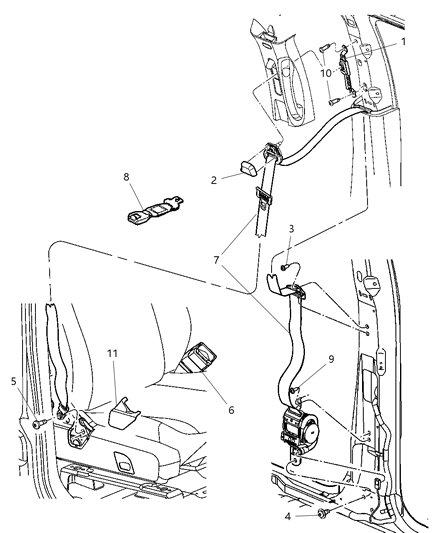 2008 Dodge Durango Seat Belts First Row Diagram