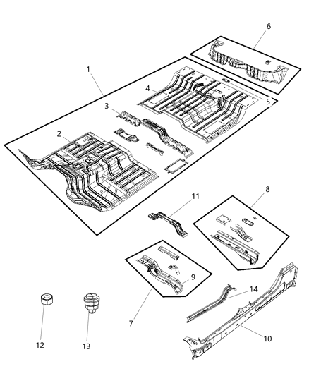 2009 Dodge Ram 1500 CROSSMEMBER-Front Seat Retention Diagram for 55372359AA