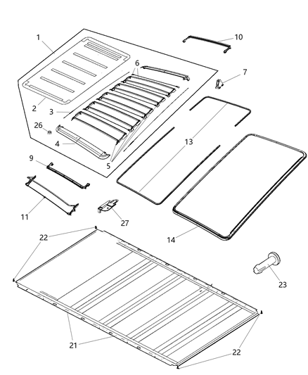 2008 Jeep Liberty Drive-Folding Top Front Diagram for 68032420AE