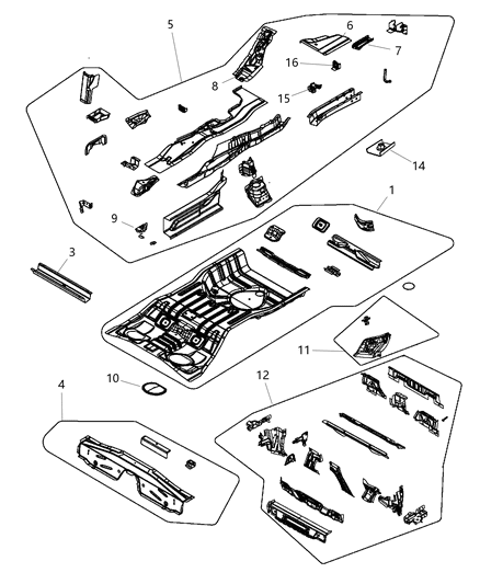 2012 Chrysler 200 Pan-Rear Floor Diagram for 5076043AE