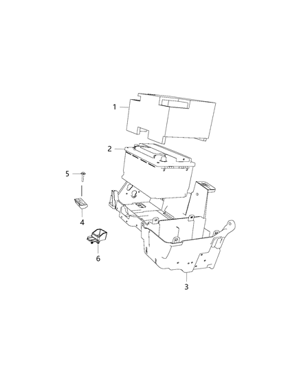 2016 Ram 3500 Battery Tray & Support Diagram 1