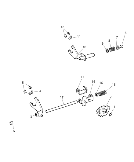 2003 Dodge Dakota Mode Shift Fork Diagram for 5019539AA