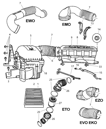 2003 Dodge Ram 3500 GROMMET-Air Cleaner Bracket Diagram for 53032732AA