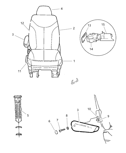 1999 Chrysler Town & Country Rear Seats - Quad Diagram 1