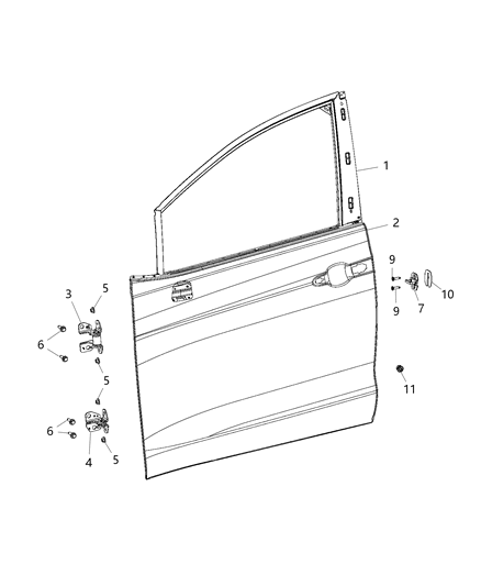 2017 Chrysler Pacifica Upper Door Hinge Diagram for 68269775AA