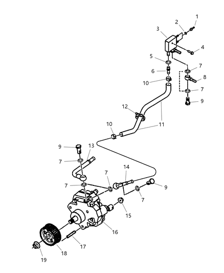 2003 Jeep Liberty Clip-Spill Return Pipe Diagram for 4728184