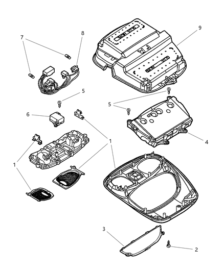 2000 Jeep Grand Cherokee RETAINER-HEADLINER Diagram for 55196782AB