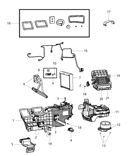 2016 Ram 2500 A/C & Heater Unit Zone Diagram