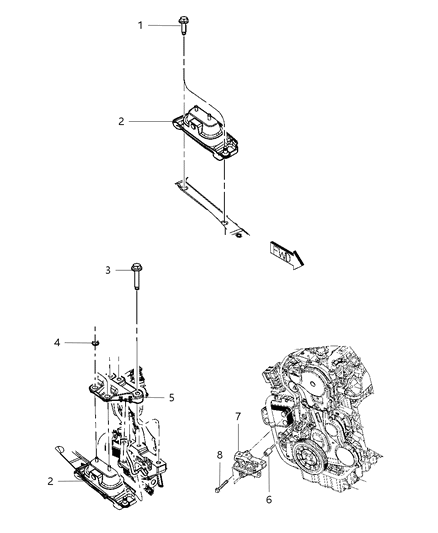 2009 Chrysler Town & Country Bracket Diagram for 68031433AA