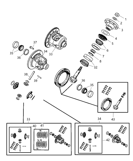 2010 Jeep Wrangler Differential Assembly, Rear Diagram 1