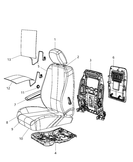 2011 Chrysler Town & Country Front Seat Cushion Cover Diagram for 1UR71BD1AA