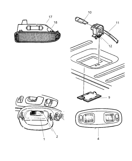 2004 Chrysler Concorde Lamps - Cargo, Dome & Courtesy Diagram