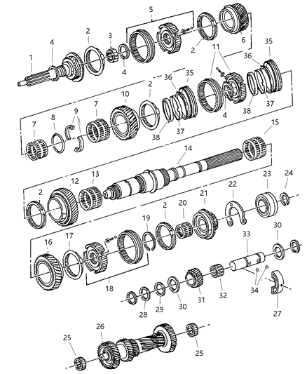 1998 Dodge Ram 1500 Quad & Club Cab Gear Train Diagram 3
